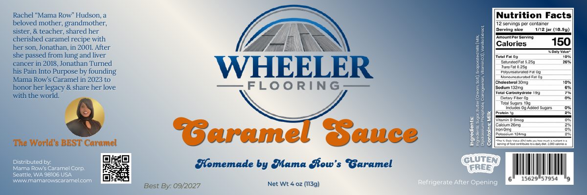 Custom caramel label for Wheeler Flooring